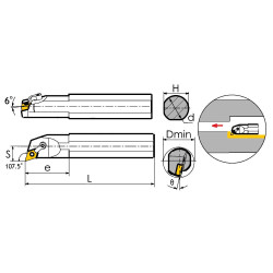 S25R-MDQNR1504 Резец токарный (державка) расточной по металлу