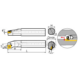 A25R-PCLNR12 Резец токарный (державка) расточной по металлу (канал СОЖ)
