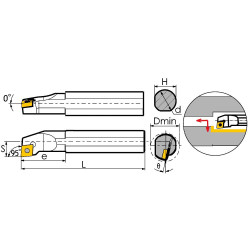 H1005K-SCLCR04-20 Резец токарный (державка) расточной по металлу
