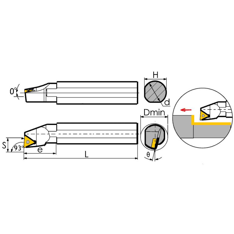S12M-STUCL11 Резец токарный (державка) расточной по металлу