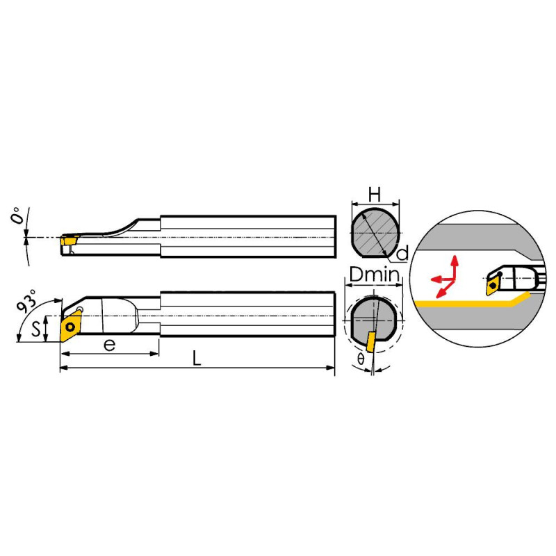 S16Q-SDUCR07 Резец токарный (державка) расточной по металлу