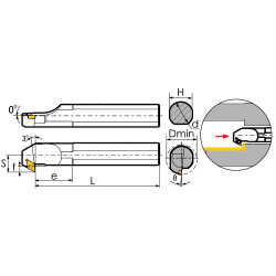 S16Q-SDZCL07 Резец токарный (державка) расточной по металлу