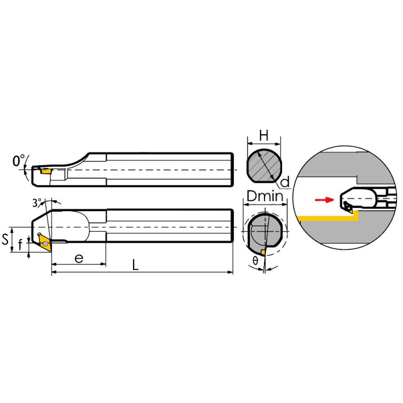 S16Q-SDZCL07 Резец токарный (державка) расточной по металлу