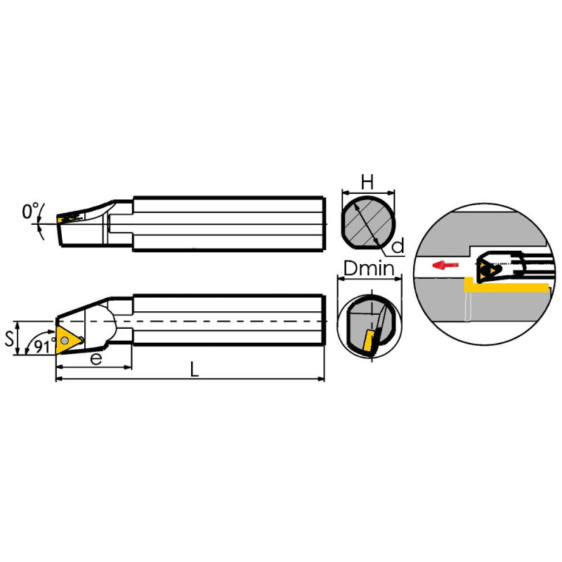 S16Q-STFCR11 Резец токарный (державка) расточной по металлу