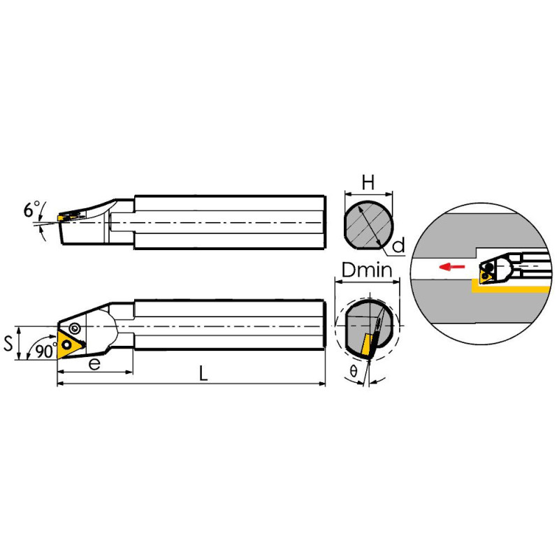 S16Q-PTFNR11 Резец токарный (державка) расточной по металлу