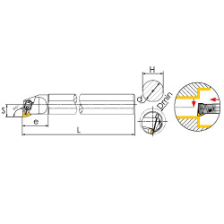 S25T-DWLNR08 Резец токарный (державка) расточной по металлу