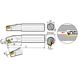 S25T-PSKNR12 Резец токарный (державка) расточной по металлу