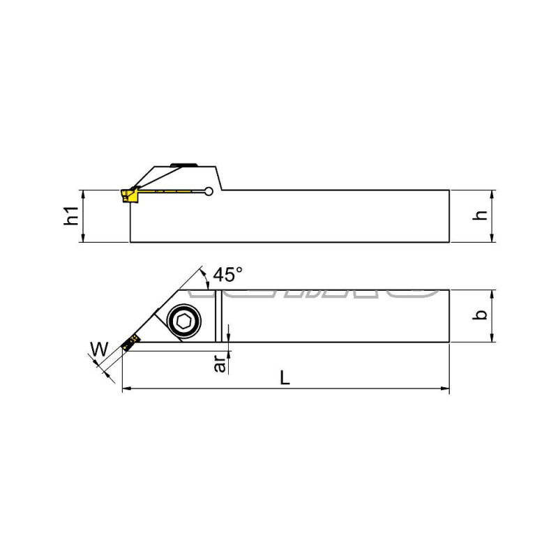 QXFD3232R03-45 Резец (державка) канавочный