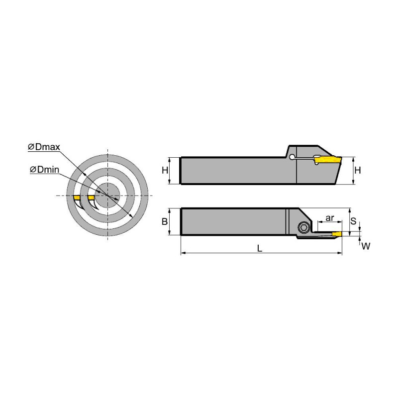 QFKD2525R22-60H Резец (державка) канавочный торцевой