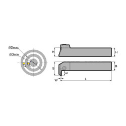 QFFD2525R17-100L Резец (державка) канавочный торцевой