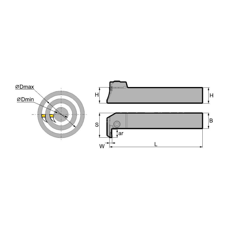 QFFD2525R17-100L Резец (державка) канавочный торцевой