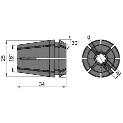 Цанга для метчика ER25G-M2-2,8-2,1
