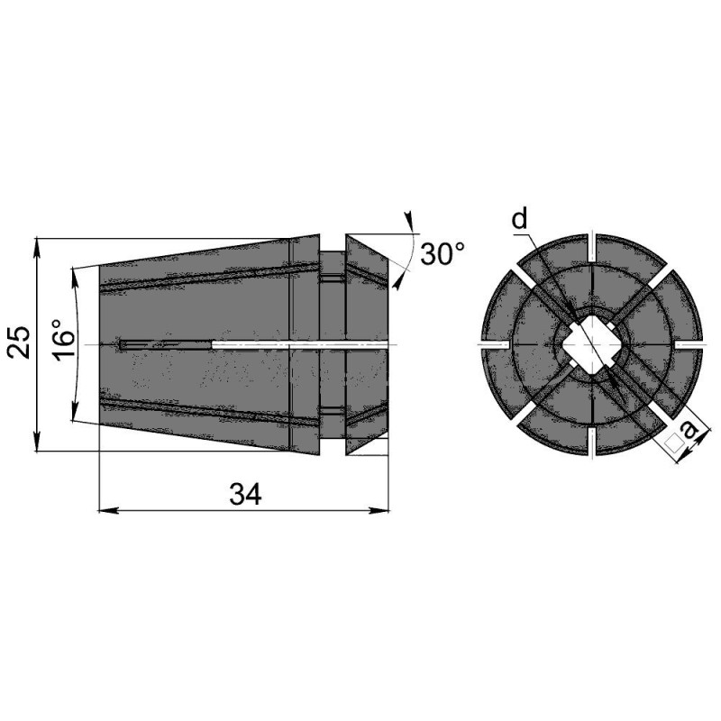 Цанга для метчика ER25G-M10-8-6,3
