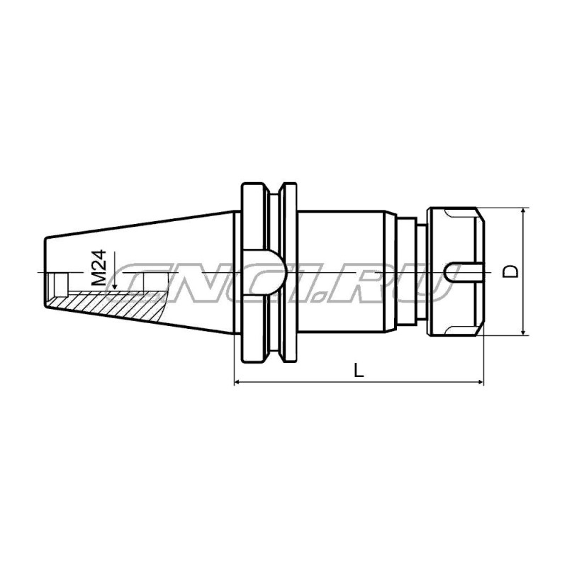 Патрон резьбонарезной для цанг ER16 с механизмом осевой компенсации BT50-TER16