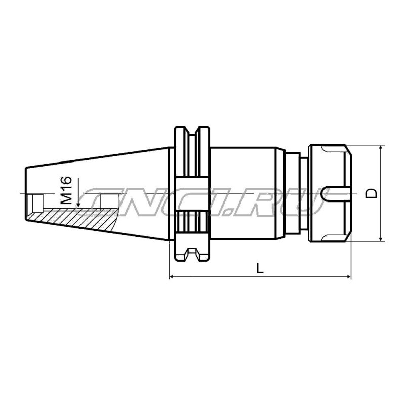 Патрон резьбонарезной для цанг ER40 с механизмом осевой компенсации SK40-TER40-095