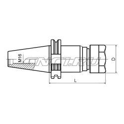 Патрон резьбонарезной для цанг ER20 с механизмом осевой компенсации SK40-TER20-100