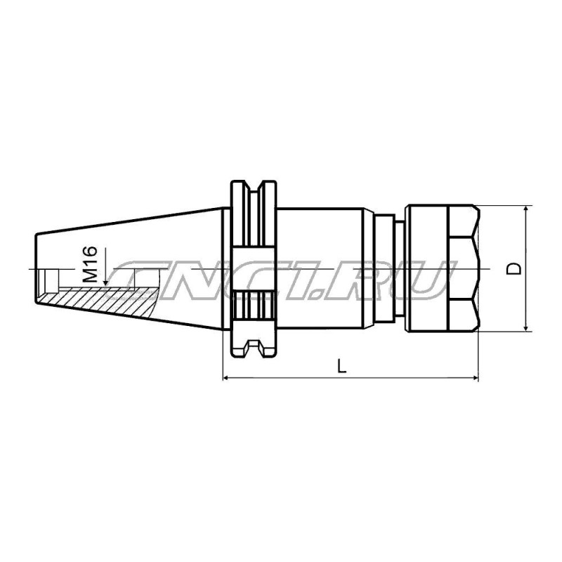Патрон резьбонарезной для цанг ER20 с механизмом осевой компенсации SK40-TER20-100