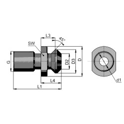 Штревель CAT40x45 HAAS с отверстием для СОЖ