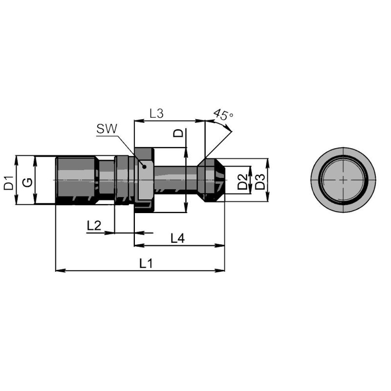 Штревель BT30x45 без отверстия для СОЖ
