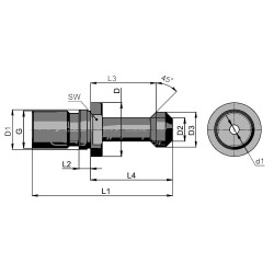 Штревель BT40x45 с отверстием для СОЖ