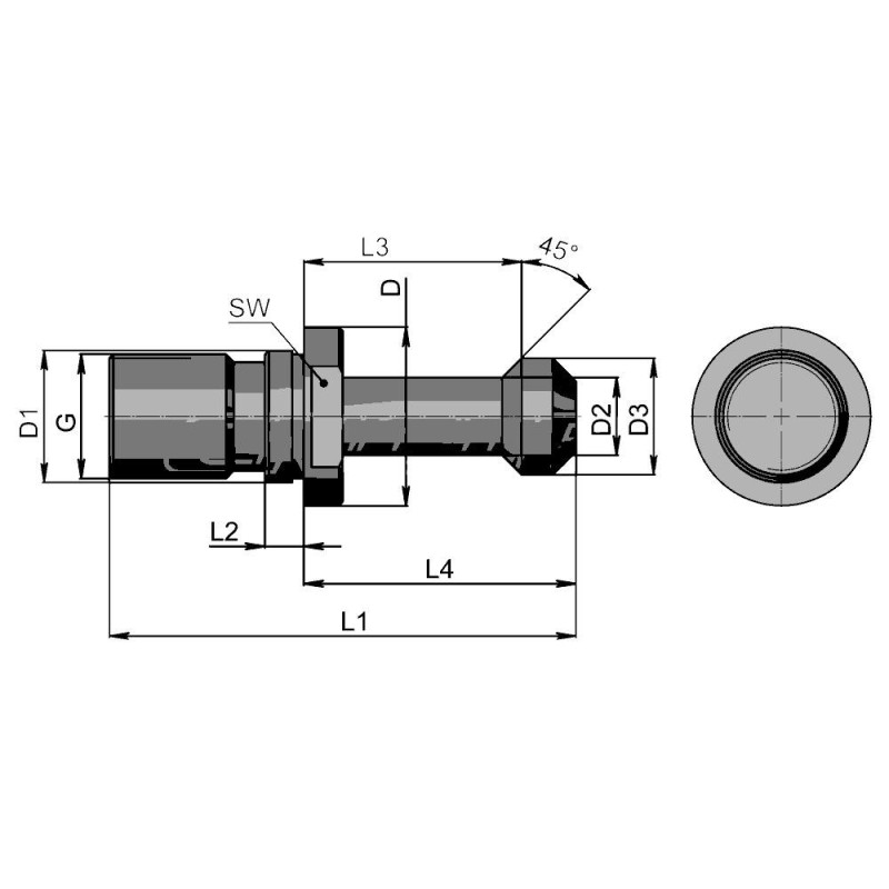 Штревель BT40x45 без отверстия для СОЖ