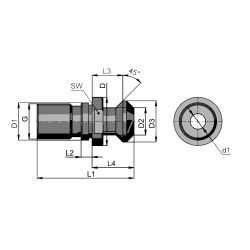Штревель BT40 MAZAK с отверстием для СОЖ
