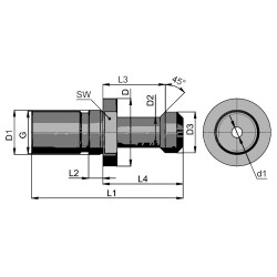 Штревель BT50x45 с отверстием для СОЖ