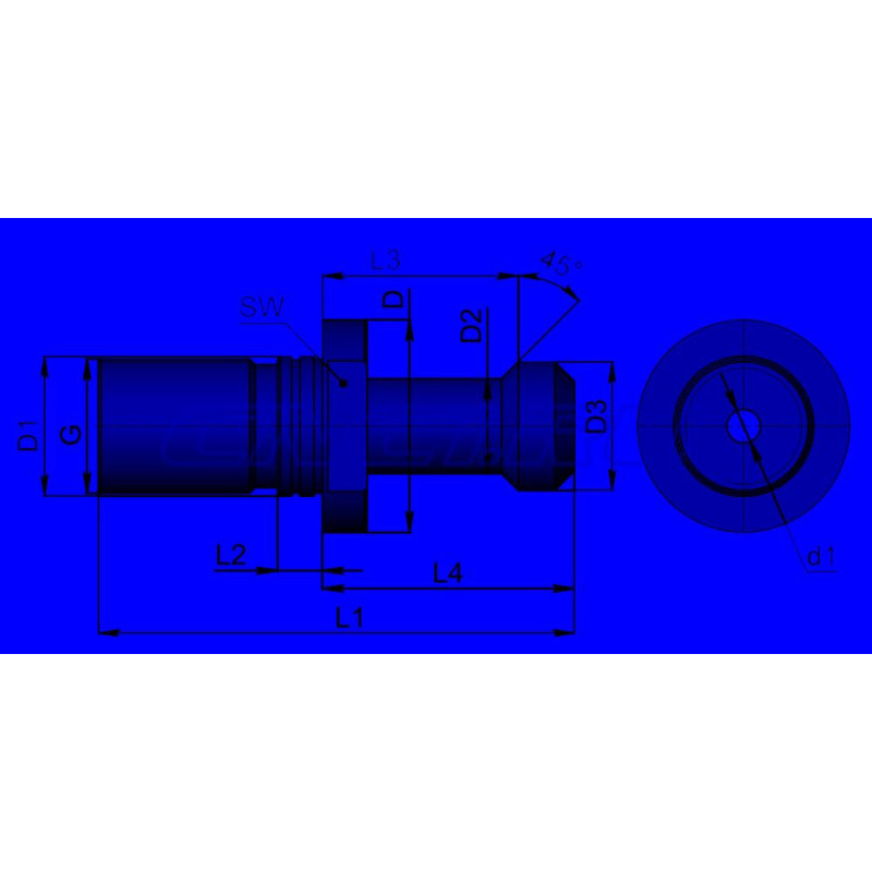 Штревель BT50x45 с отверстием для СОЖ и уплотнительным кольцом