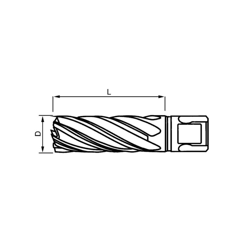 DNHC-40530 Корончатое сверло по металлу, HSS-E, 5350 мм, универсальный хвостовик 19 мм