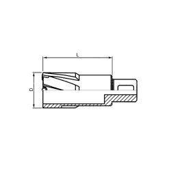 DNTX-40140 Корончатое сверло по металлу, TCT, 1450 мм, хвостовик Weldon 3/4