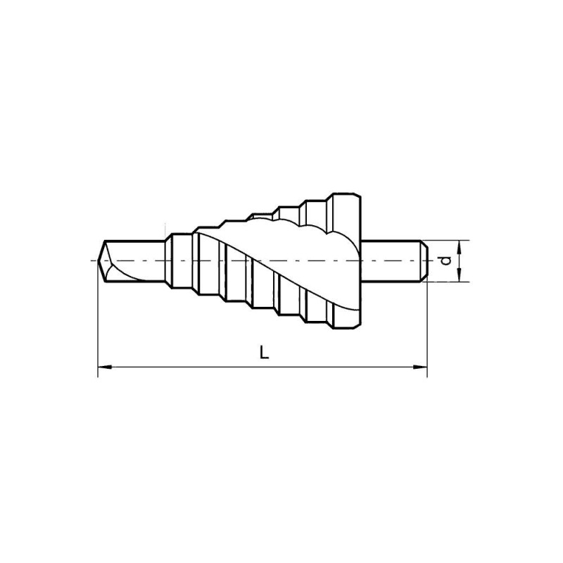 SSAS-102 Ступенчатое сверло по металлу, спиральная канавка, HSS, TIN (4,5,6,7,8,9,10,11,12 мм)