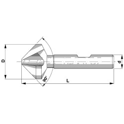 TCHX-302 Зенковка по металлу, HSS, хвостовик Weldon 3/4, 3-304790°