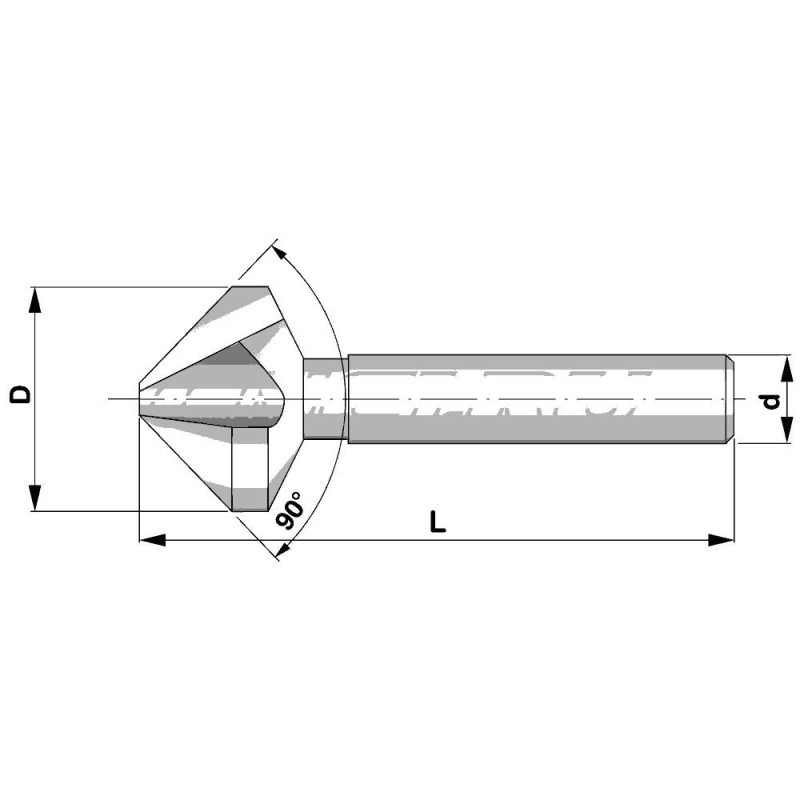 TCHQ-304 Зенковка по металлу, HSS, цилиндрический хвостовик 8 мм, 3-12.45690°