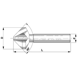 TCHQ-307 Зенковка по металлу, HSS, цилиндрический хвостовик 10 мм, 3-256790°