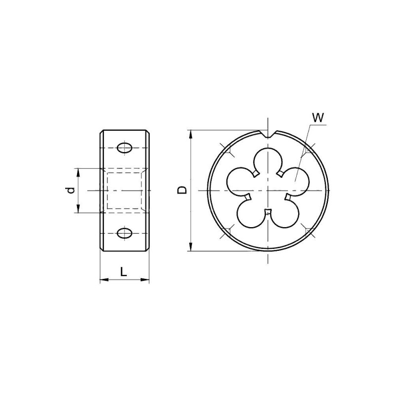 Плашка круглая для метрической резьбы M10x0,75 - h6 правая ISO2568 HSS (4241)
