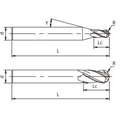U-B4-04008 (UP210-B4-04008) Фреза сферическая 4 зуба