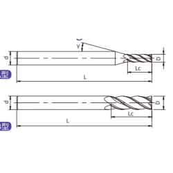 U-SH4-05020 (UP210-SH4-05020) Фреза концевая удлиненный хвостовик 4 зуба