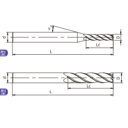 U-SL4-04030 (UP210-SL4-04030) Фреза концевая удлиненная режущая 4 зуба
