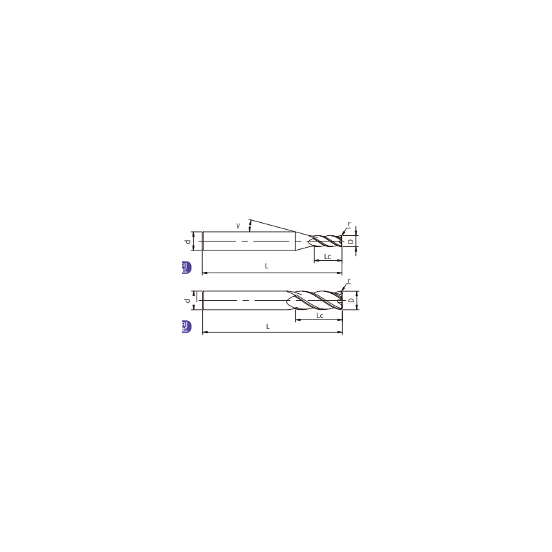 H-R4-10005 (SH260-R4-10-0.5-H) Фреза концевая с радиусом 4 зуба H-R4-10005 (SH260-R4-10-0.5-H) Фреза концевая с радиусом 4 зуба