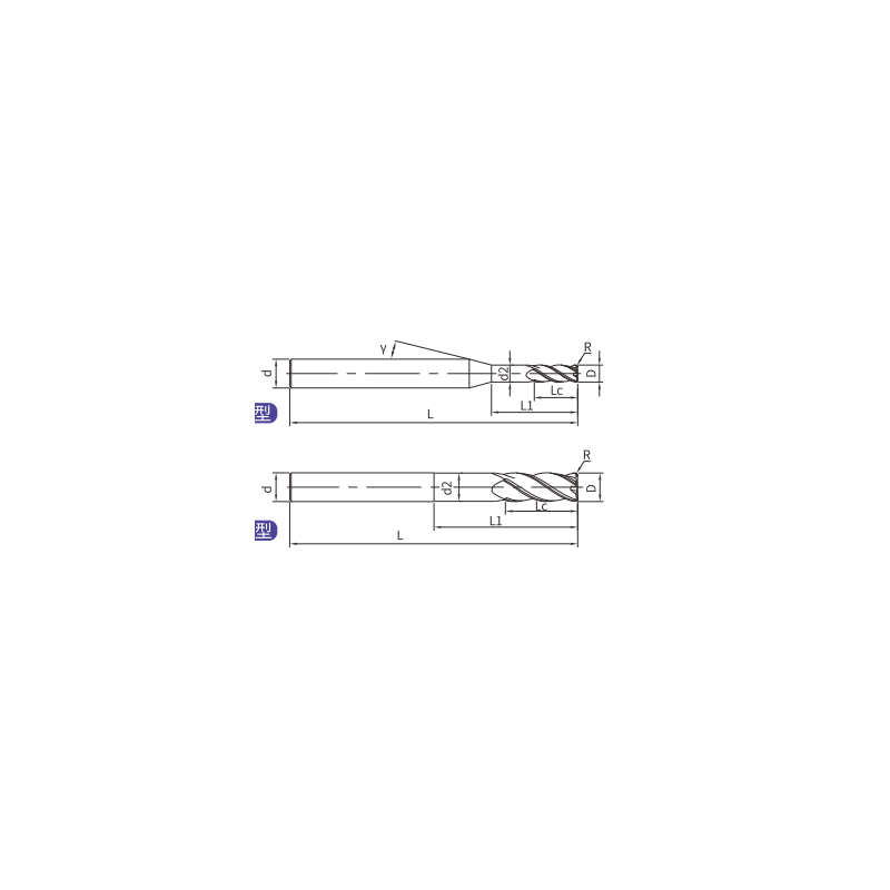 H-RN4-10005 (SH260-RH4A-10-100-0.5-H) Фреза концевая с радиусом 4 зуба H-RN4-10005 (SH260-RH4A-10-100-0.5-H) Фреза концевая с радиусом 4 зуба