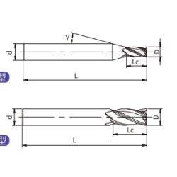H-S4-08020 (SH260-S4A-8-20-H) Фреза концевая 4 зуба
