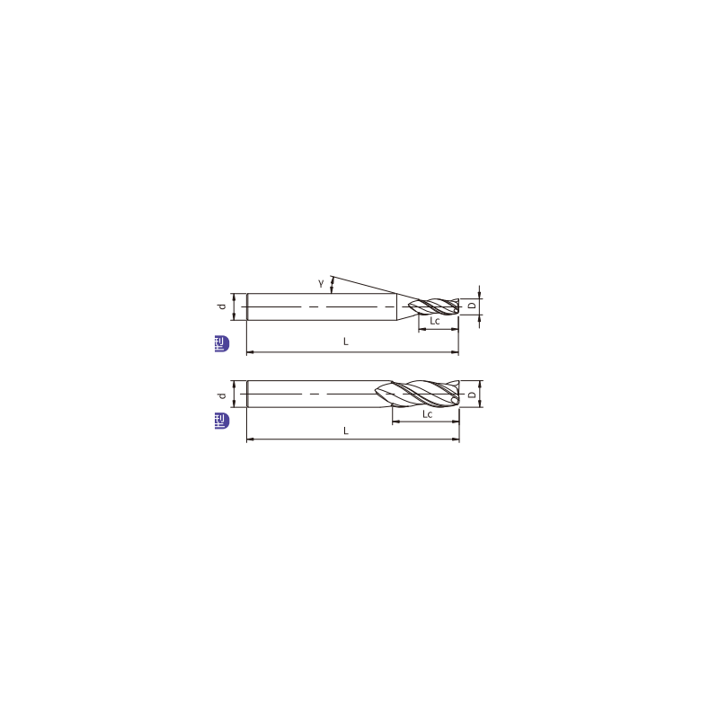 A-SL3-01005 Фреза концевая удлиненная 3 зуба A-SL3-01005 Фреза концевая удлиненная 3 зуба