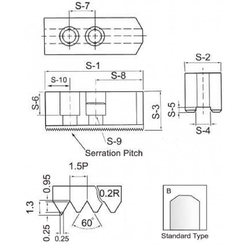 Комплект сырых кулачков SJ10070B for 10 (Height 70mm)