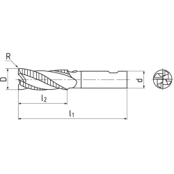 Концевая фреза 10x22x72, R2, Z4, ZPS, HSSE-PM, AlTiN, HR 148517R.100020 AlTiN