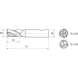 Мини концевая фреза 8,5x11x48, Z3, ZPS, HSSCo8, N 160418.085