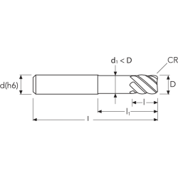 Фреза MEX610R MM10 (30)R1 6F REDUCED NECK OSW