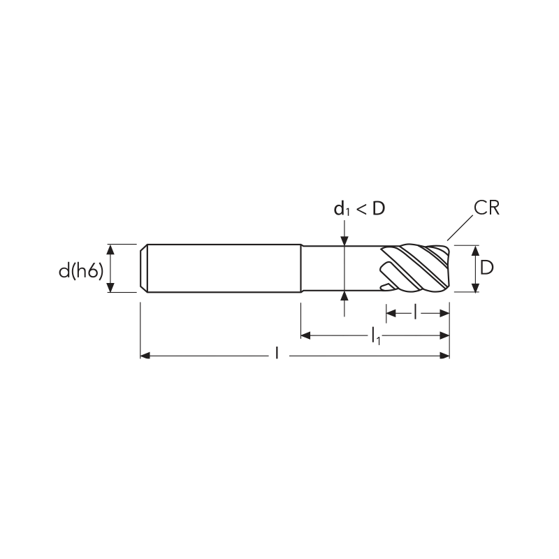 Фреза MEX610R MM10 (30)R1 6F REDUCED NECK OSW Фреза MEX610R MM10 (30)R1 6F REDUCED NECK OSW