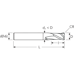 Фреза MCA212R MM10 (28)R0.2 ALU-COATING 2F CR