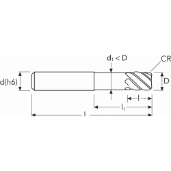 Фреза UH610 MM 8 (25)R0.5 6F REDUCED NECK OSW