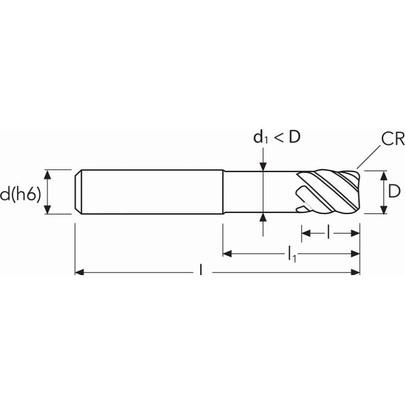 Фреза UH610 MM12 (30)R1 6F REDUCED NECK OSW Фреза UH610 MM12 (30)R1 6F REDUCED NECK OSW